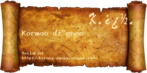 Kormos Ágnes névjegykártya