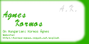 agnes kormos business card