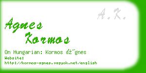 agnes kormos business card